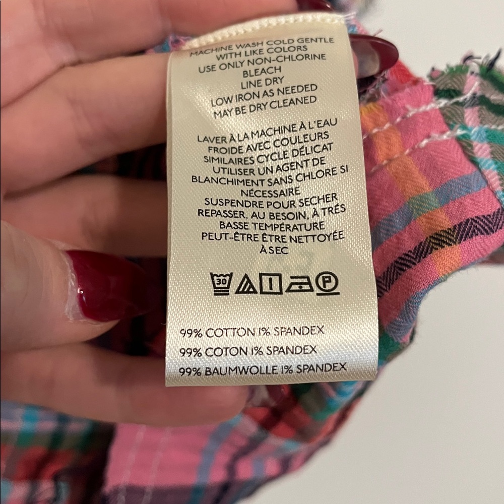 Anthropologie Pilcro Mixed Madras Flutter-Sleeve Blouse - Picture 10 of 13